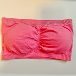 Pink Bandeau Bra Top Strapless Tube Top Bralette Rhinestone Small Y2K NWOT